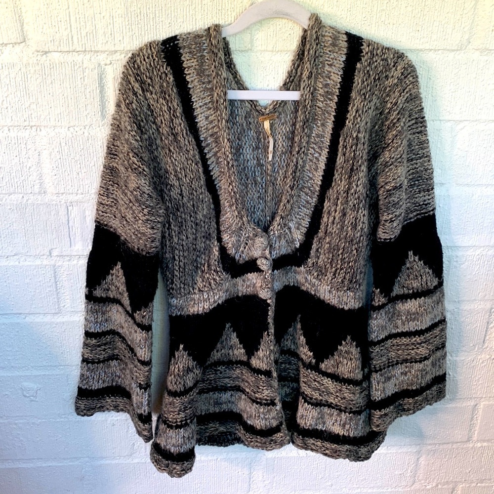 Free People Alpaca Blend Boho Button Cardigan Rare Sweater sz XS